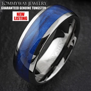 Rotguss Wolframcarbid blau fließender Sand Ehering Ring - Bild 1 von 9