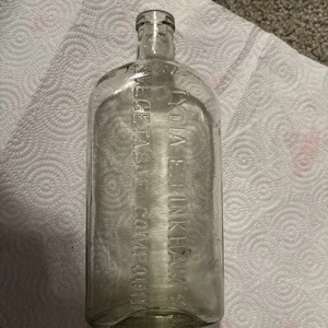 Antique 8.5" Tall Lydia E. Pinkham’s Vegetable Compound Bottle Blue Green Glass - Picture 1 of 6