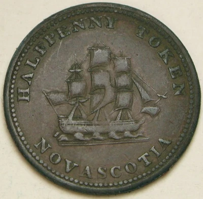 NOVA SCOTIA (Canada) Halifax Starr & Shannon 1/2 Penny 1815 Token - VF/XF -2618* - Image 1 of 3
