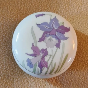 Runde Keramik lila Iris Schmuckschatulle - Bild 1 von 7