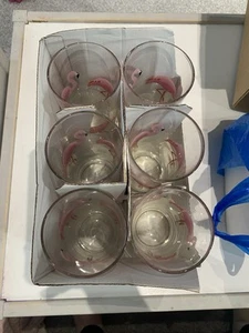 6 Brand New Ikea Sommarfint Large Tall Highball Glass Pink Flamingo Discontinued - Picture 1 of 7