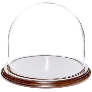 Plymor 8" x 6.5" Glass Display Dome Cloche (Dark Mahogany Veneer Base) - Picture 1 of 1