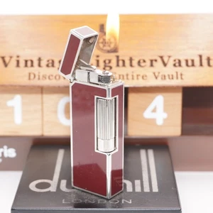 Encendedor Dunhill plateado/rojo _limpiado ultrasónico_funciona - Imagen 1 de 19
