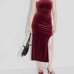 Wild Fable Women's Size 2X Velvet Tube Maxi Bodycon Dress Burgundy - Picture 1 of 7