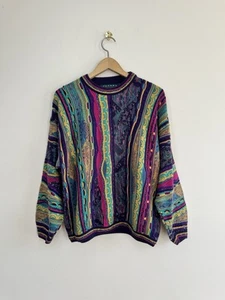 Vintage Tundra Canada Cotton 3D Knit Multicolor Sweater Coogi Style Size M - Picture 1 of 8