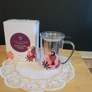 NEU DavidsTea Tukan Nordic Becher 16 Unzen Klarglas mit Infuser & Deckel - Bild 1 von 6