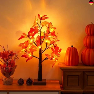 KASZOO Herbstdeko Ahornblatt Baum Lichter mit 24 LEDs, 60cm Lichterbaum Für - Bild 1 von 7