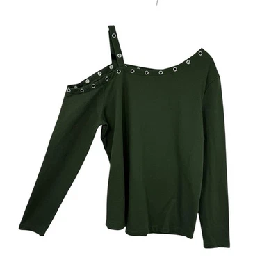 Venus Verde Ojal 1 Correa para el Hombro Manga Larga Top Cuello Ancho Talla Grande Foto 1 de 4