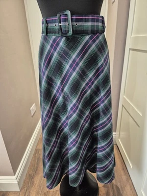 Falda Joe Brown's Verde y Rosa Cuadros Cinturón Hilo Dobladillo Uk18 Nueva con Etiquetas Steampunk,... Foto 1 de 4