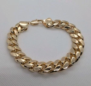 Men's 18k Gold Plated Curb Cuban Chain Link Bracelet - Bild 1 von 3