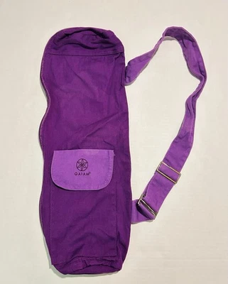 Gaiam Yoga Mat Bag Purple Cotton Canvas Pocket Zipper Adjustable Crossbody Strap - Image 1 of 4