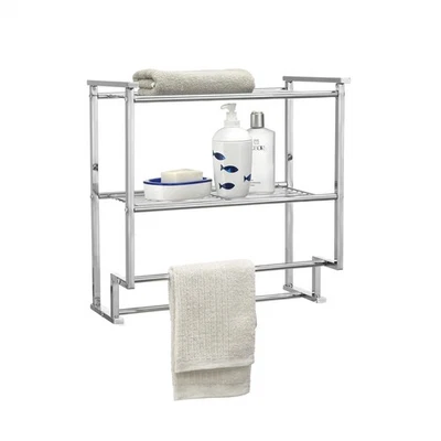 Handtuchhalter Bad Wandregal Hängeregal Duschregal 45 cm breit verchromt - Bild 1 von 3