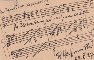 Cita musical autografiada por pianista Karel Hoffmeister, 1927 - Imagen 1 de 1