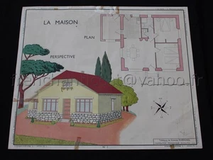 C766 Affiche Scolaire Vintage ecole Menuiserie Extérieure La Maison Rossignol - Picture 1 of 1