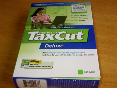 2005 TaxCut DELUXE turbo H&R Block Tax Cut New original sealed CD in the Box - Image 1 of 4