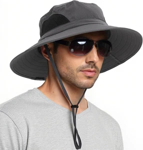 Wide Brim Sun Hat, UPF 50+ UV Protection Waterproof Packable Bucket Hat for Men - Picture 1 of 12