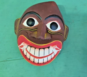 4 Inches Brown Tribal Tiki Medicine Mask For Protection Wall Deco Sri Lankan Tra - Picture 1 of 1