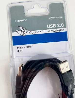 Câble cordon USB data 2.0 / 2 embouts type A mâle (3m) ERARD EAD722412