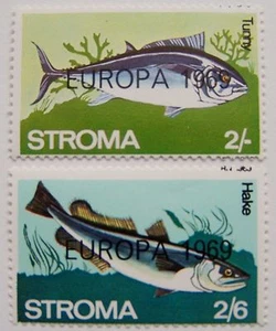 Great Britain - Stroma - 2 Stamps Fish overprint Europa 1969 MNH - Picture 1 of 1