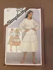 UNCUT Misses Boho Peasant Blouse & Tiered Skirt 14 Simplicity 9907 Pattern - Picture 1 of 4