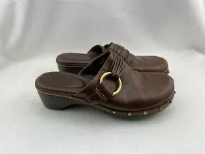 Nickels Womens Vance Sz 7 1/2 M Brown Leather Slip On Studded Mule Clogs - Picture 1 of 5