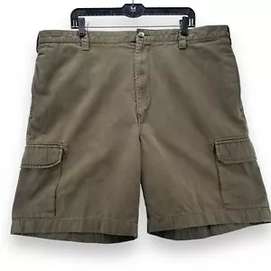 Nautica Herren 42W Clipper Cargoshorts Relax Fit flache Vorderseite braun 10" Schrittlänge - Bild 1 von 6
