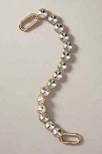 NEW Crystal Chain Bag Charm - Gold 11.5 in x .5 in Key Chain Charm Phone Charm - Picture 1 of 2