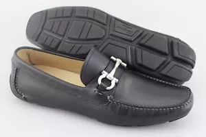 Men's SALVATORE FERRAGAMO 'Parigi' Black Leather Loafers Size US 9.5 - 2E - Picture 1 of 6