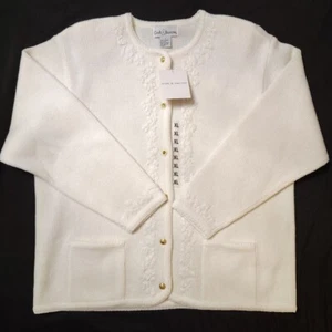 Cardigan maglione Croft & Barrow XL avorio oro bottoni girocollo spalline - Foto 1 di 14