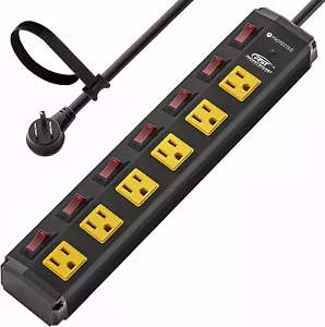 6 Outlet Heavy Duty Power Strips Surge Protector with Individual Switches - Picture 1 of 7