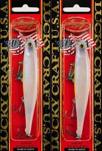(LOT OF 2) LUCKY CRAFT FLASH POINTER 115 9/16OZ FPT115-445 FRENCH PEARL OB B6334 - Picture 1 of 3