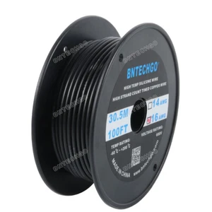 16 Gauge Flexible Silicone Wire Black 100 feet 600V 200 deg C Tinned Copper Wire - Picture 1 of 6
