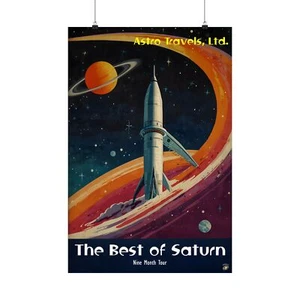 Premium Vintage Style Space Travel, Best of Saturn, Matte Vertical Poster - Bild 1 von 13
