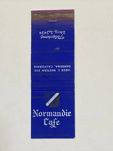 Vintage Streichholzschachtelhülle Normandie Café Restaurant, Gardena, Kalifornien - Bild 1 von 2