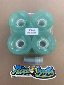 Longboard Wheels 70mm 78a Trans Teal Nos Sector9 Decal And Free Bearings A-7 - Picture 1 of 5