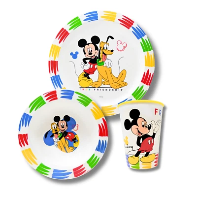 Mickey Mouse Kinder Geschirr Set  Baby Geschirr Frühstücksset Jungen Esslernset - Bild 1 von 4