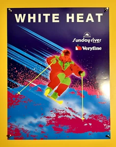 Vintage Original White Heat Sunday River Mountain Bethel Maine ME Poster Ski Skifahren - Bild 1 von 3