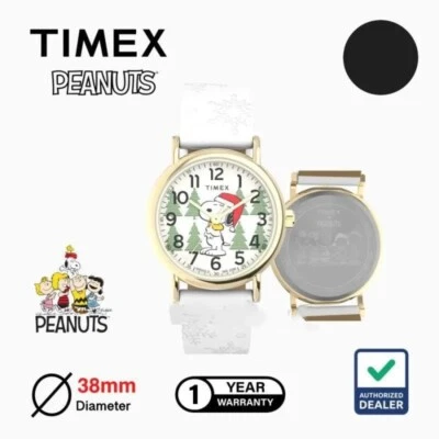Nuevo Reloj Timex X Peanuts Holiday Weekender Indiglo Light Snoopy Dial 38 mm
