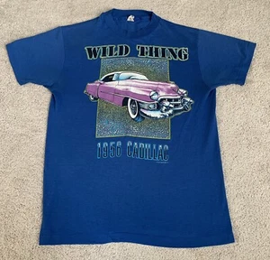 T-shirt vintage Wild Thing 1956 grafica Cadillac taglia media punto singolo USA - Foto 1 di 11