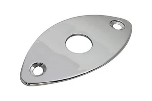 Curved Football shaped Metal Jack Plate Jackplate for guitars - Chrome - Picture 1 of 3