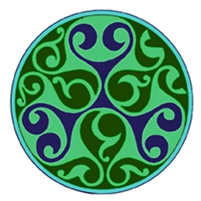 Celtic Medallion Mandala in Green and Blue Counted Cross Stitch Pattern - Image 1 of 4