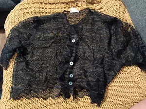 Schwarze transparente Spitze Knopfleiste von Top Hits Fashion Baar und Bärte 50er Whimsigoth M - Bild 1 von 2