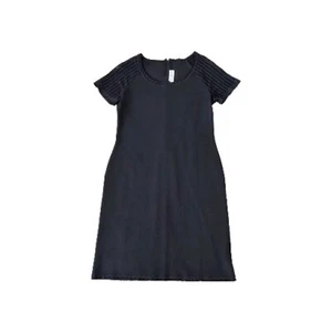 St. John Sequins Neckline Knit Dress Black Vintage Shift Short Sleeve 12 - Picture 1 of 13