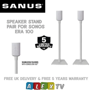 SANUS WSSE12 White Pair Speaker Stands For Sonos Era 100™ FREE Delivery - Picture 1 of 9