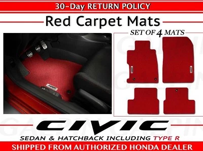Genuine OEM Honda Civic 4dr 5dr Red Carpet Floor Mat Set      (08P15-TGG-110A) - Image 1 of 4