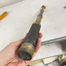Rare Antique French Leather Wrapped Brass Nautical Maritime Spyglass Telescope