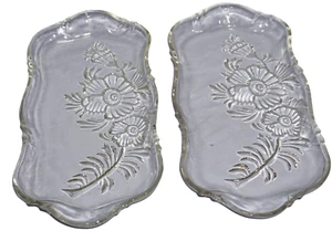 Set of 2 Jeannette Glass Clear Camellia 12" Rectangular Tray Relish or Vanity - Picture 1 of 4