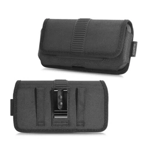 For LG V30 Horizontal Leather Wallet Belt Clip Holder Phone Case Black Cover - Picture 1 of 7
