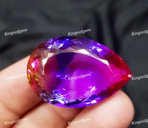 74 Ct Doublet Glass Stone Multi Color Tourmaline Pear Cut Stone Loose Gemstone - Picture 1 of 5