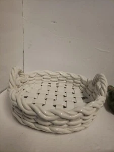 CESTA DE CERÁMICA TEJIDA BLANCA VINTAGE CERÁMICA CASTELLAN ITALIA 11" Casa Granja - Imagen 1 de 14